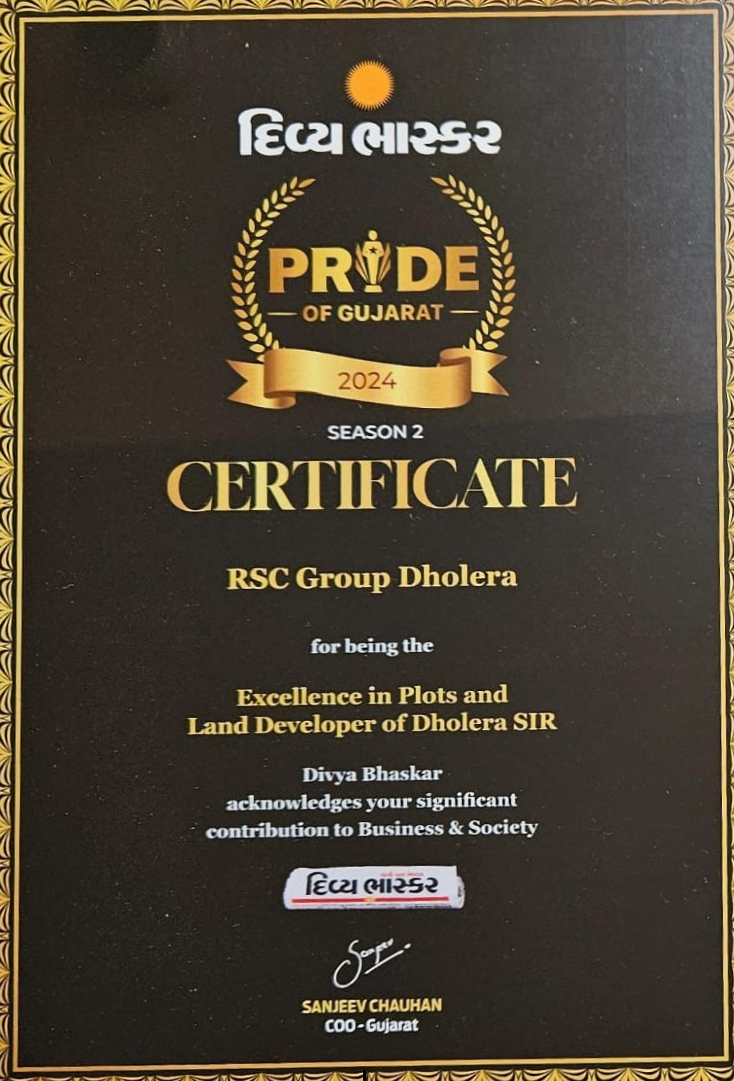 Divya Bhaskar Award 2024 corporate recognition – RSC Group Dholera